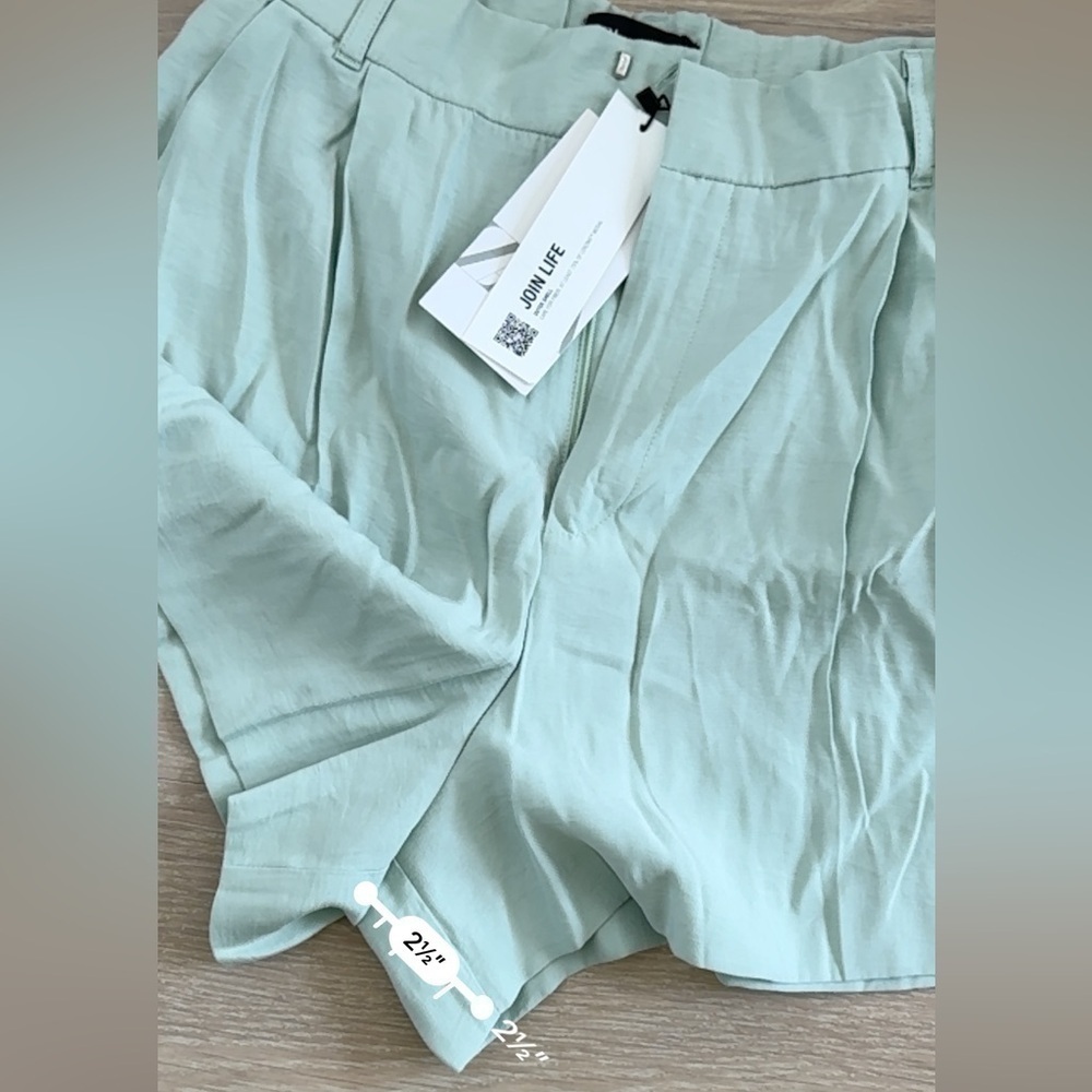 Zara Sea Green Pleated Shorts - Picture 6 of 8